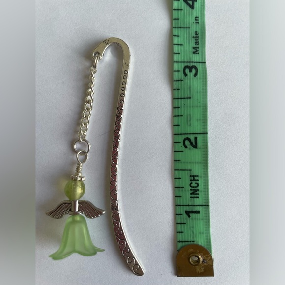 Handmade Light Green Angel Fairy Bookmark with Silver Tone Hook - ideal Gift - Picture 5 of 7